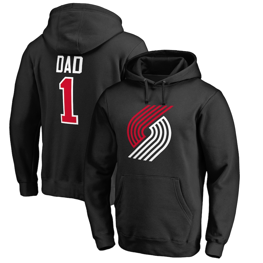 Men's Portland Trail Blazers Black #1 Dad Pullover Hoodie Men's Portland Trail Blazers Black #1 Dad Pullover Hoodie