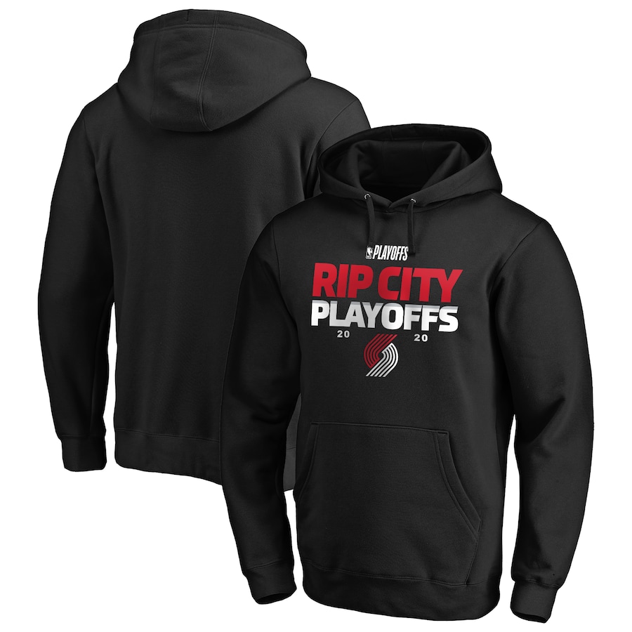 Men's Portland Trail Blazers Black 2020 NBA Playoffs Bound Tip Off Pullover Hoodie Men's Portland Trail Blazers Black 2020 NBA Playoffs Bound Tip Off Pullover Hoodie