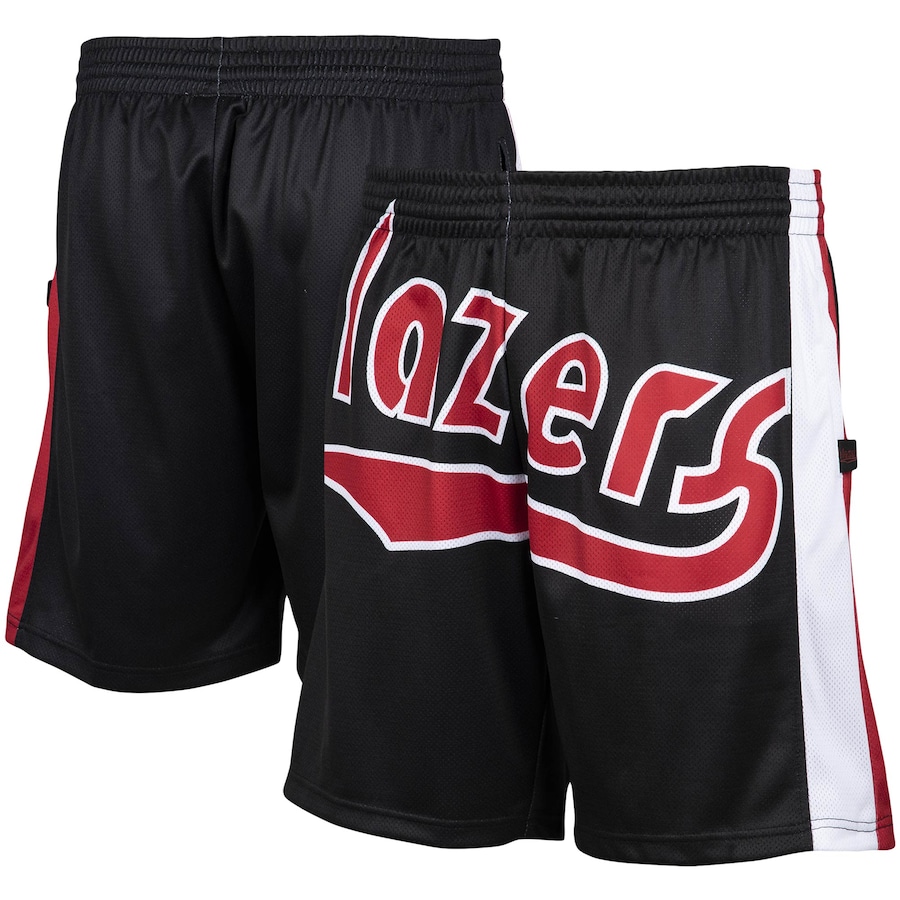 Men's Portland Trail Blazers Mitchell & Ness Black Hardwood Classics Big Face 2.0 Shorts Men's Portland Trail Blazers Mitchell & Ness Black Hardwood Classics Big Face 2.0 Shorts
