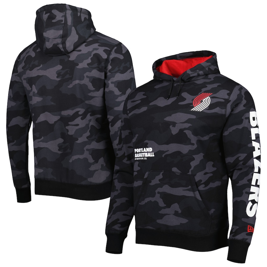 Men's Portland Trail Blazers New Era Black/Camo Tonal Pullover Hoodie Men's Portland Trail Blazers New Era Black/Camo Tonal Pullover Hoodie