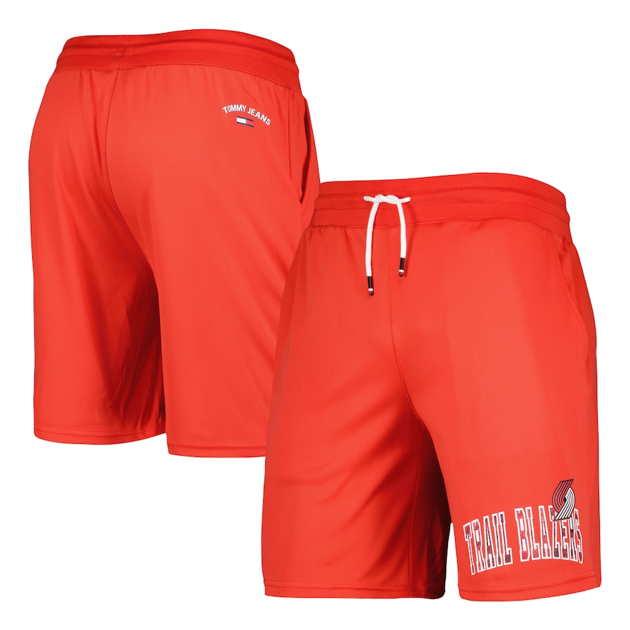 Men's Portland Trail Blazers Tommy Jeans Red Mike Mesh Basketball Shorts Men's Portland Trail Blazers Tommy Jeans Red Mike Mesh Basketball Shorts