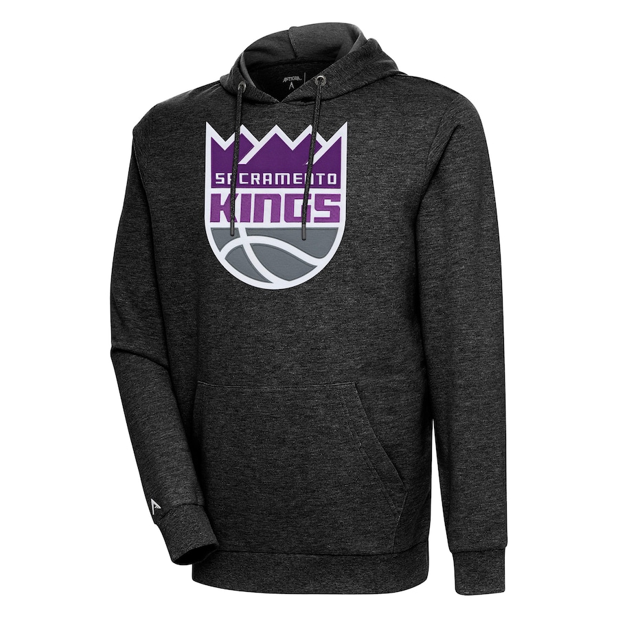 Men's Sacramento Kings Antigua Heather Black Action Pullover Hoodie
