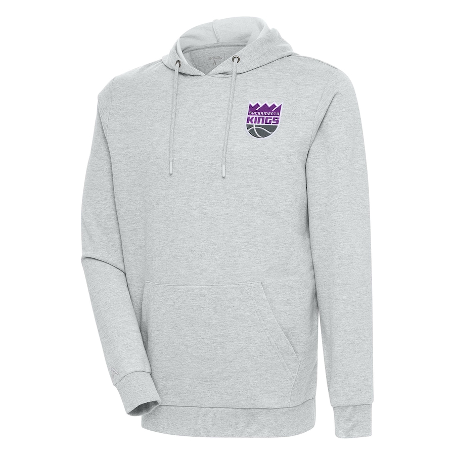 Men's Sacramento Kings Antigua Heather Gray Action Pullover Hoodie Men's Sacramento Kings Antigua Heather Gray Action Pullover Hoodie