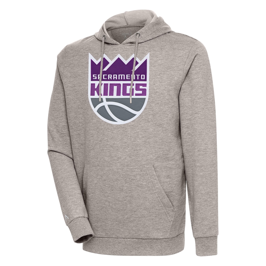 Men's Sacramento Kings Antigua Oatmeal Action Pullover Hoodie Men's Sacramento Kings Antigua Oatmeal Action Pullover Hoodie