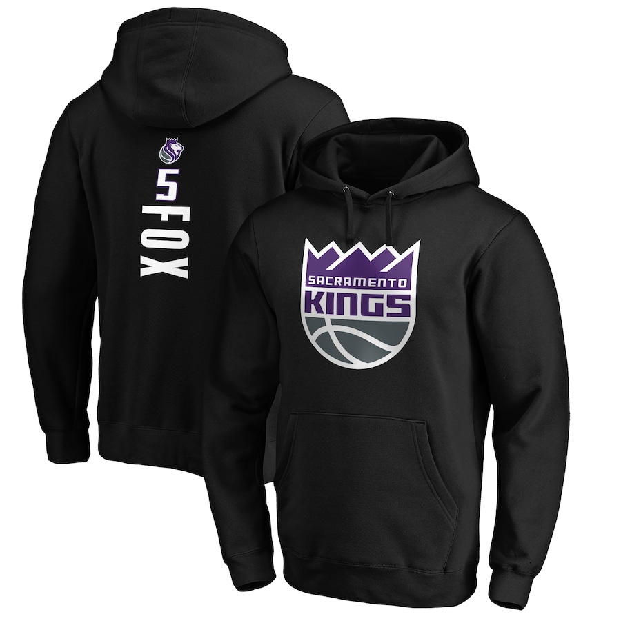 Men's Sacramento Kings De'Aaron Fox Black Playmaker Name & Number Pullover Hoodie Men's Sacramento Kings De'Aaron Fox Black Playmaker Name & Number Pullover Hoodie