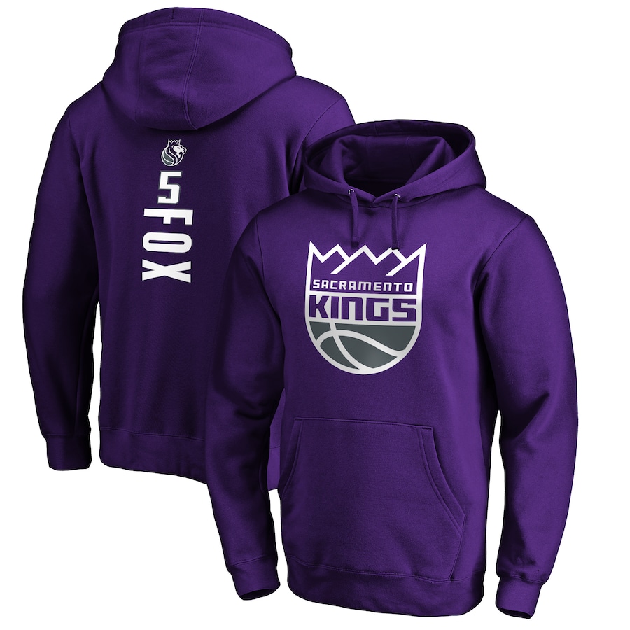 Men's Sacramento Kings De'Aaron Fox Purple Playmaker Name & Number Pullover Hoodie Men's Sacramento Kings De'Aaron Fox Purple Playmaker Name & Number Pullover Hoodie