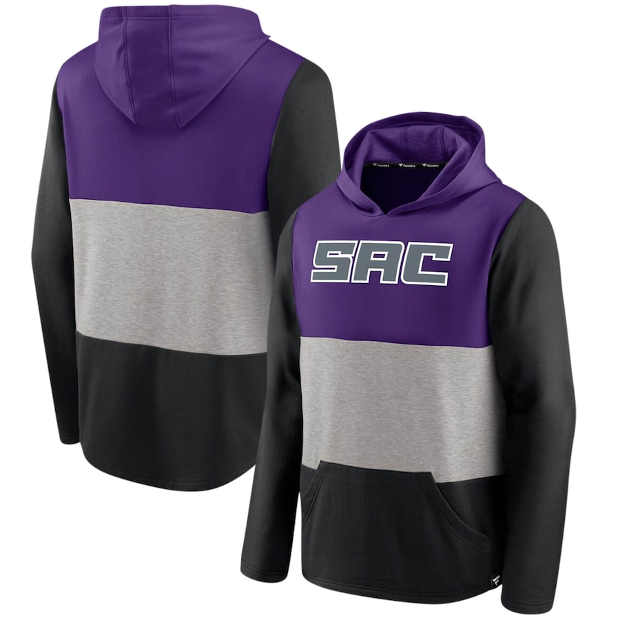 Men's Sacramento Kings Purple/Black Linear Logo Comfy Colorblock Tri-Blend Pullover Hoodie Men's Sacramento Kings Purple/Black Linear Logo Comfy Colorblock Tri-Blend Pullover Hoodie