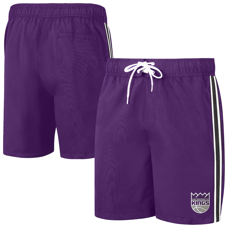 Men's Sacramento Kings G-III Sports by Carl Banks Purple/Black Sand Beach Volley Swim Shorts Men's Sacramento Kings G-III Sports by Carl Banks Purple/Black Sand Beach Volley Swim Shorts