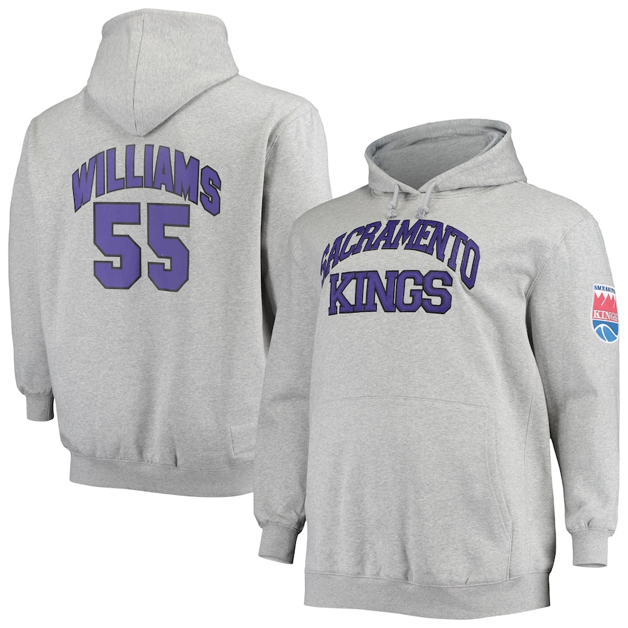 Men's Sacramento Kings Jason Williams Mitchell & Ness Heathered Gray Big & Tall Name & Number Pullover Hoodie
