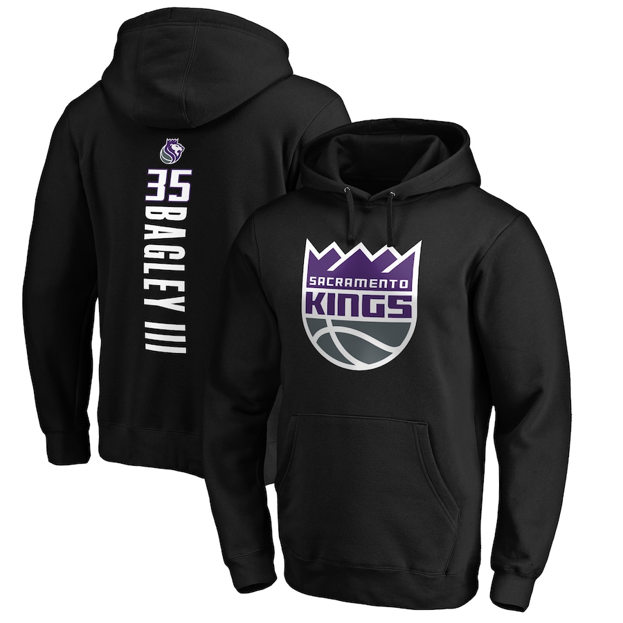 Men's Sacramento Kings Marvin Bagley III Black Playmaker Name & Number Pullover Hoodie Men's Sacramento Kings Marvin Bagley III Black Playmaker Name & Number Pullover Hoodie