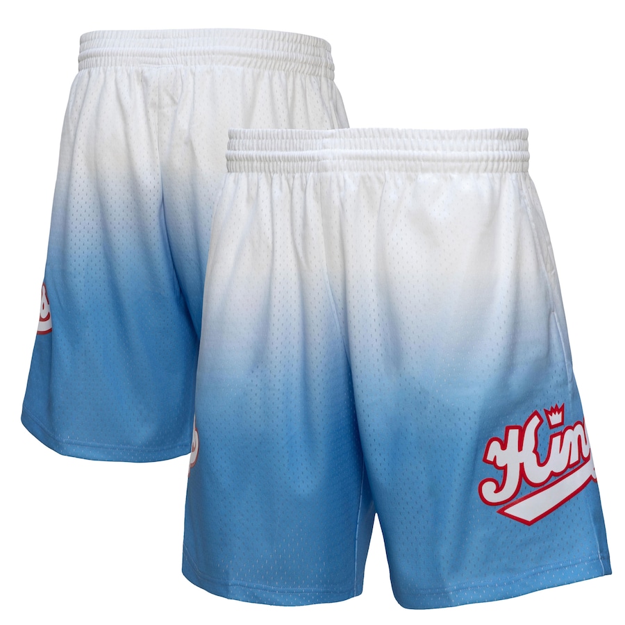 Men's Sacramento Kings Mitchell & Ness White/Light Blue 1985/86 Hardwood Classics Fadeaway Reload 3.0 Swingman Shorts
