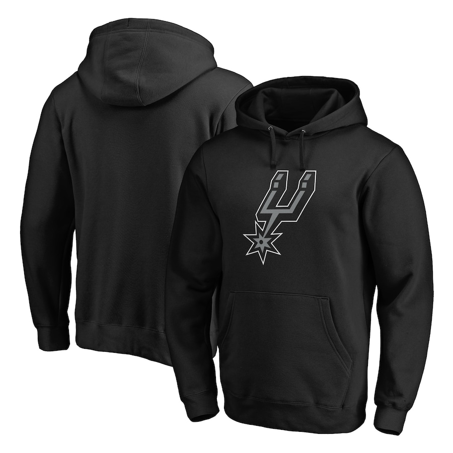 Men's San Antonio Spurs Black Icon Primary Logo Fitted Pullover Hoodie