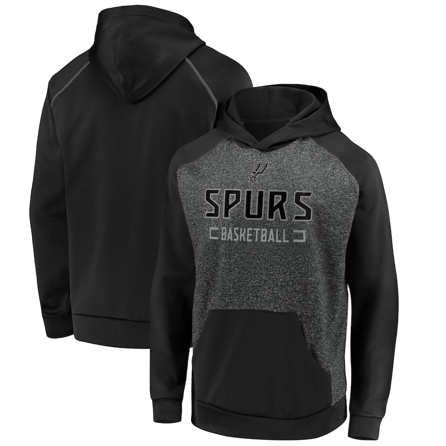 Men's San Antonio Spurs Heathered Charcoal/Black Game Day Ready Raglan Pullover Hoodie Men's San Antonio Spurs Heathered Charcoal/Black Game Day Ready Raglan Pullover Hoodie