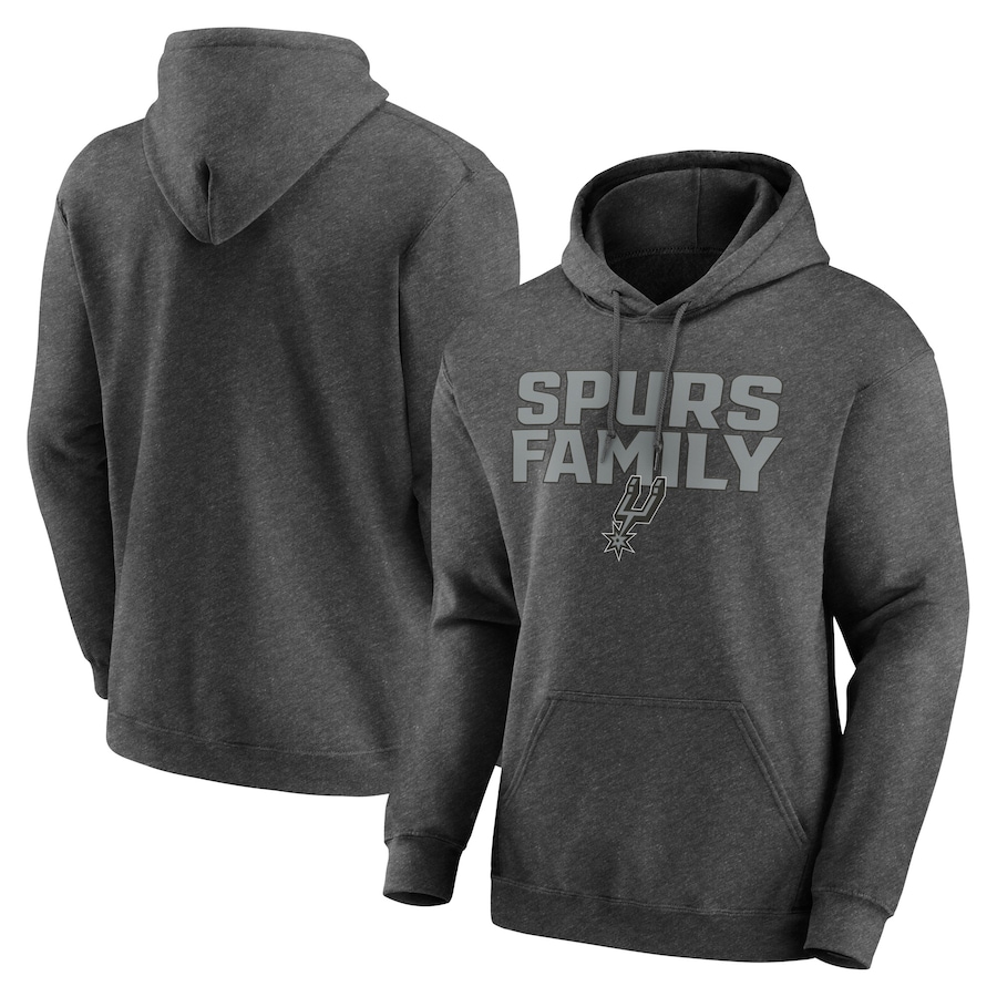 Men's San Antonio Spurs Heathered Charcoal Victory Earned Pullover Hoodie Men's San Antonio Spurs Heathered Charcoal Victory Earned Pullover Hoodie