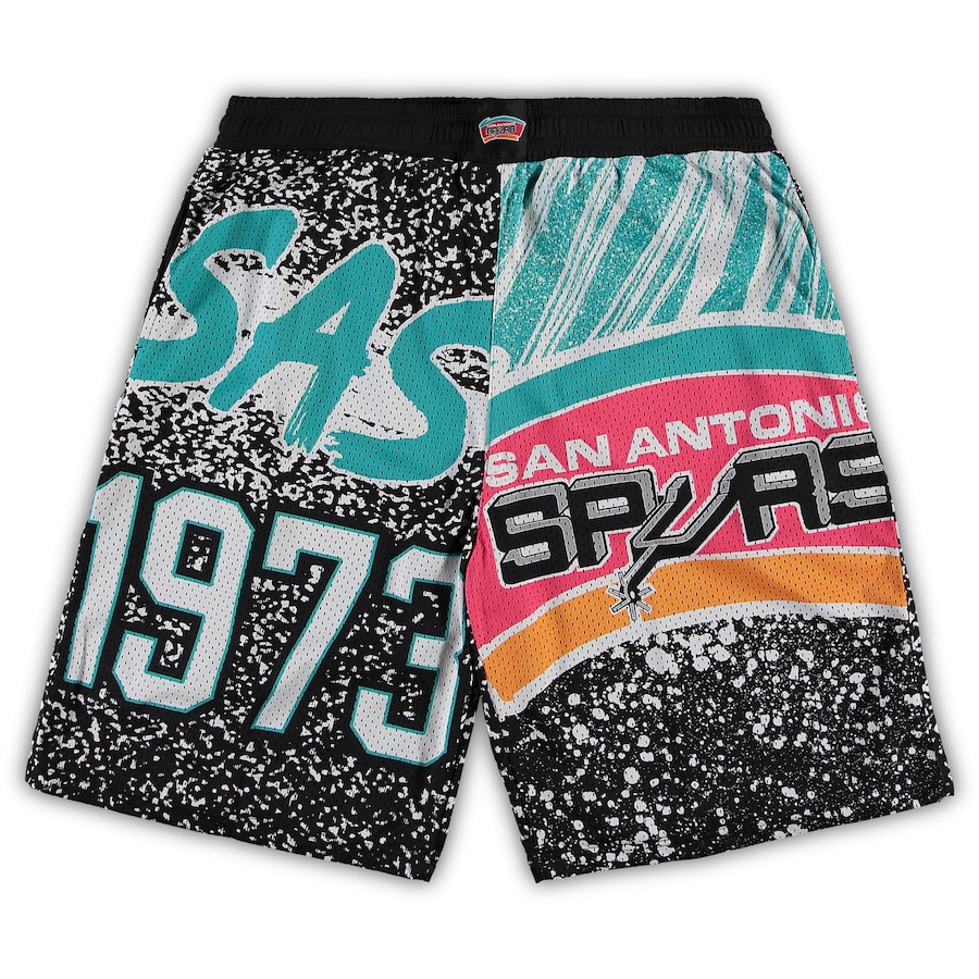Men's San Antonio Spurs Mitchell & Ness Black Big & Tall Hardwood Classics Jumbotron Shorts Men's San Antonio Spurs Mitchell & Ness Black Big & Tall Hardwood Classics Jumbotron Shorts