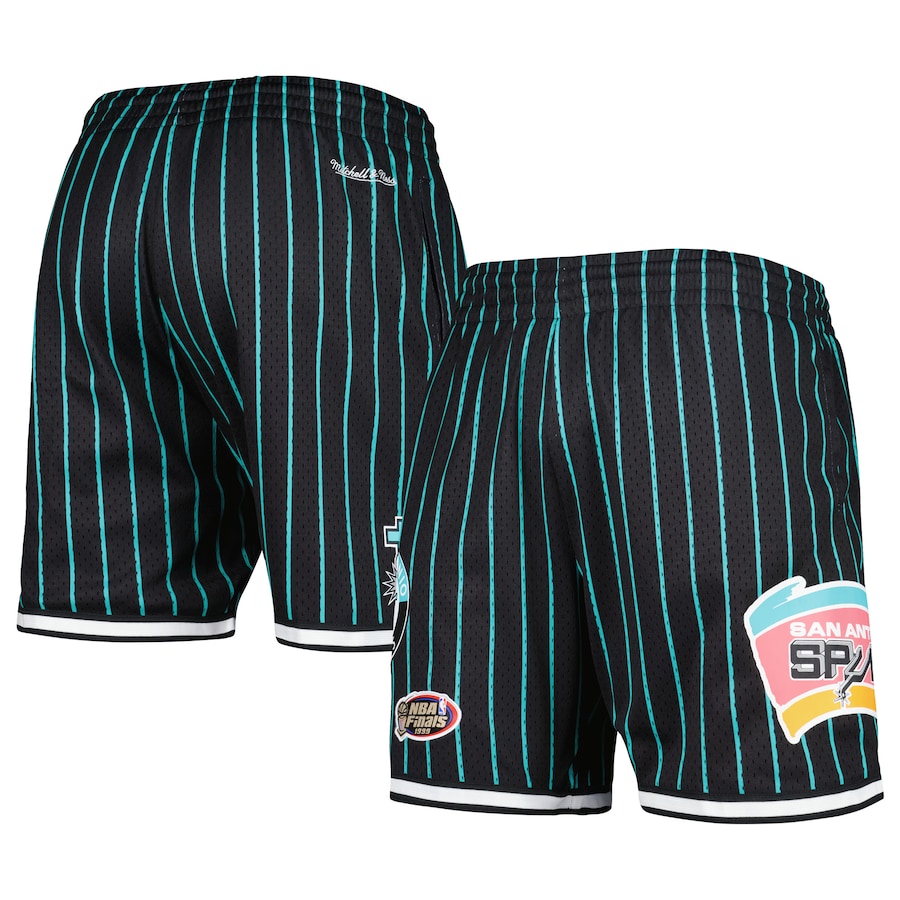 Men's San Antonio Spurs Mitchell & Ness Black City Collection Heritage Mesh Shorts