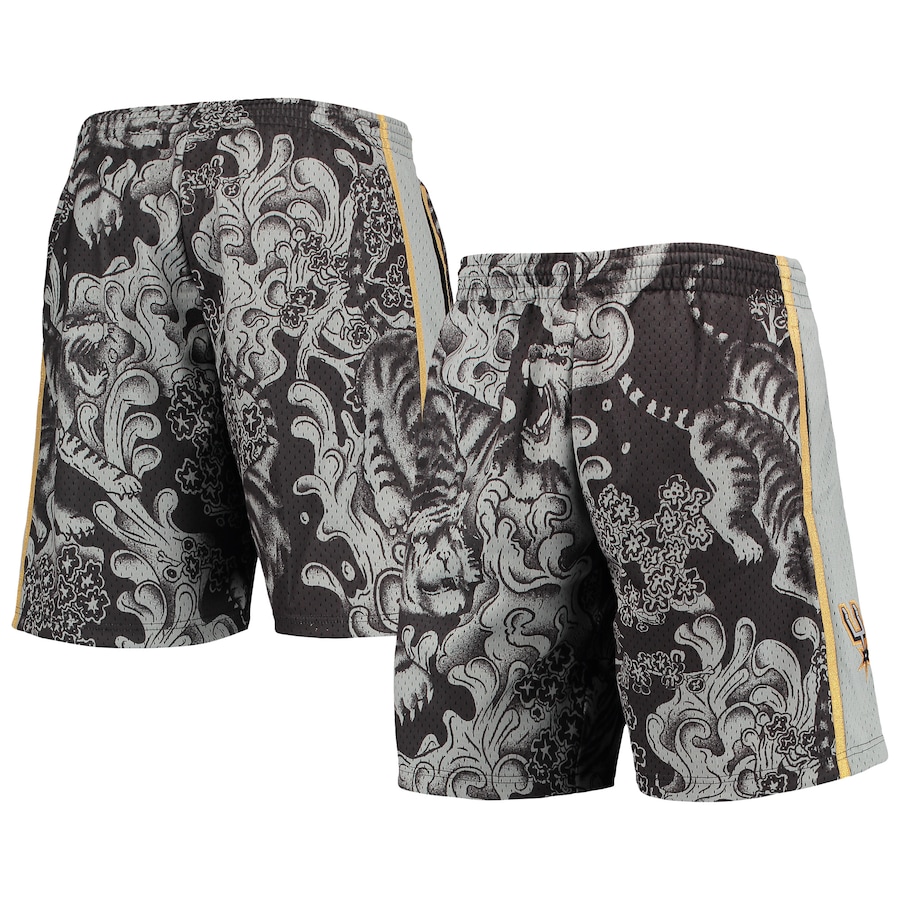 Men's San Antonio Spurs Mitchell & Ness Black Hardwood Classics Lunar New Year Swingman Shorts