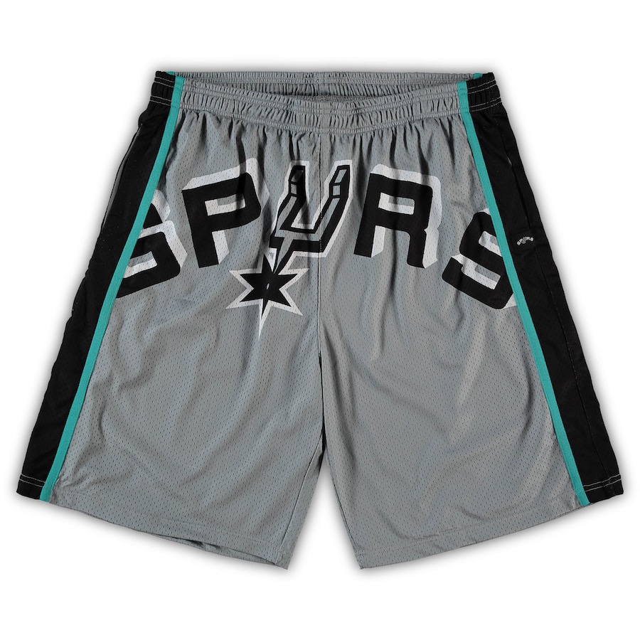 Men's San Antonio Spurs Mitchell & Ness Gray Big & Tall Hardwood Classics Big Face 2.0 Shorts Men's San Antonio Spurs Mitchell & Ness Gray Big & Tall Hardwood Classics Big Face 2.0 Shorts