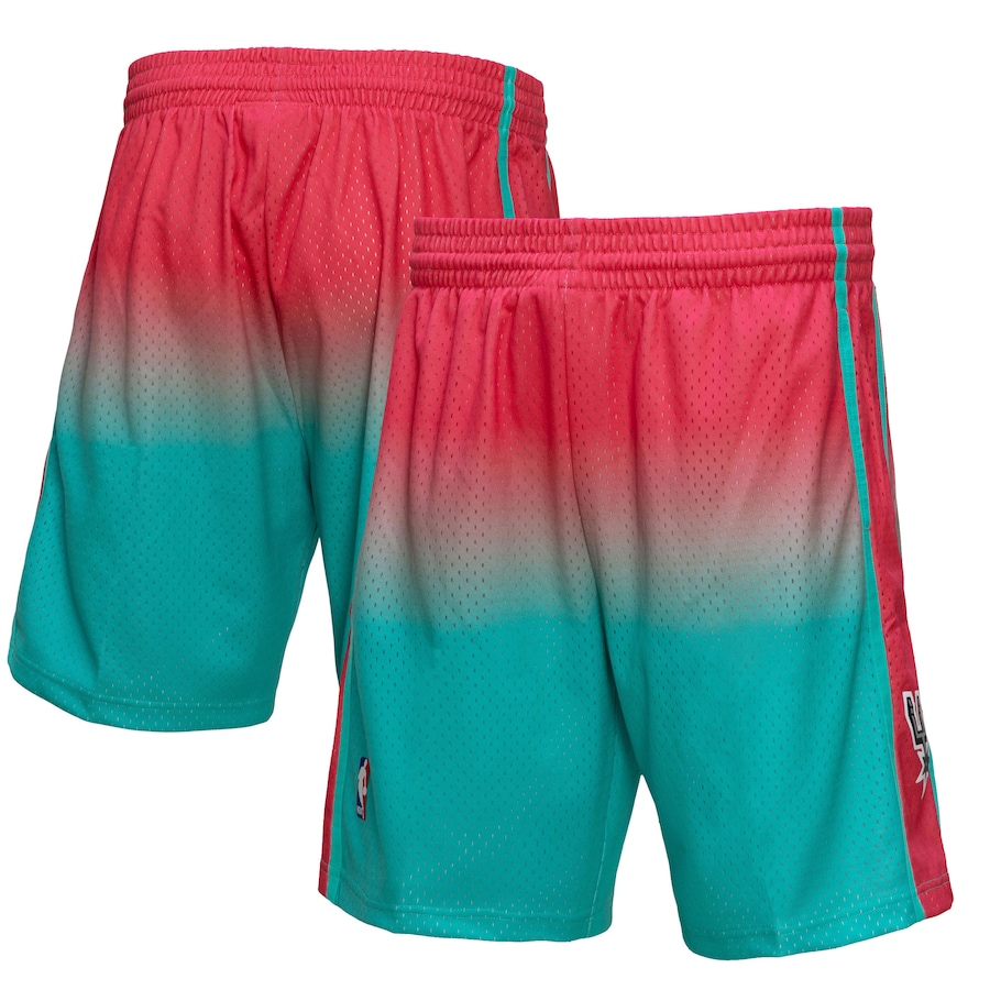 Men's San Antonio Spurs Mitchell & Ness Pink/Teal 1998/99 Hardwood Classics Fadeaway Reload 3.0 Swingman Shorts