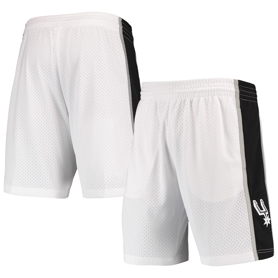 Men's San Antonio Spurs Mitchell & Ness White Hardwood Classics Primary Logo Swingman Shorts Men's San Antonio Spurs Mitchell & Ness White Hardwood Classics Primary Logo Swingman Shorts