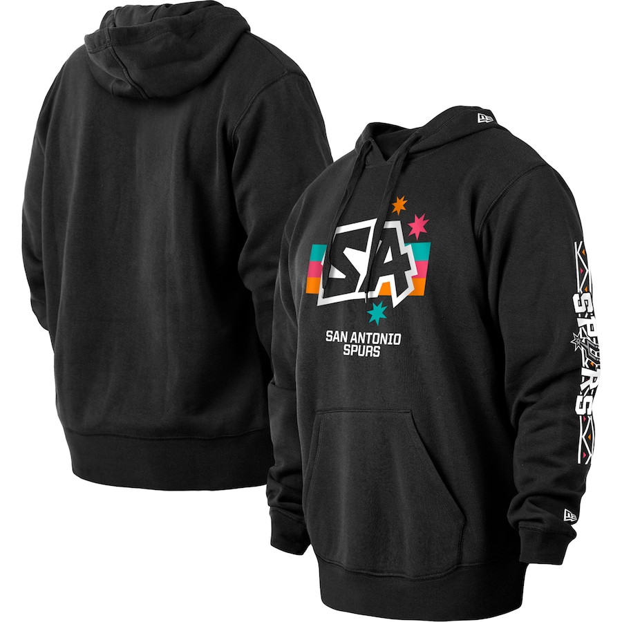 Men's San Antonio Spurs New Era Black 2022/23 City Edition Big & Tall Pullover Hoodie Men's San Antonio Spurs New Era Black 2022/23 City Edition Big & Tall Pullover Hoodie