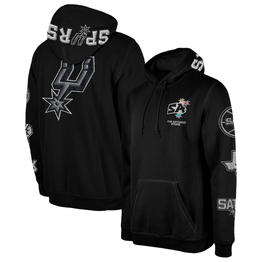 Men's San Antonio Spurs New Era Black 2022/23 City Edition Elite Pack Pullover Hoodie Men's San Antonio Spurs New Era Black 2022/23 City Edition Elite Pack Pullover Hoodie