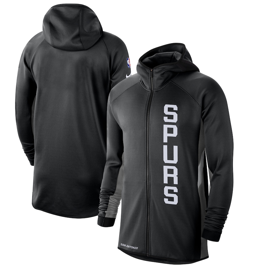 Men's San Antonio Spurs NBA Black/Charcoal 2019/20 Earned Edition Showtime Full-Zip Performance Hoodie Men's San Antonio Spurs NBA Black/Charcoal 2019/20 Earned Edition Showtime Full-Zip Performance Hoodie