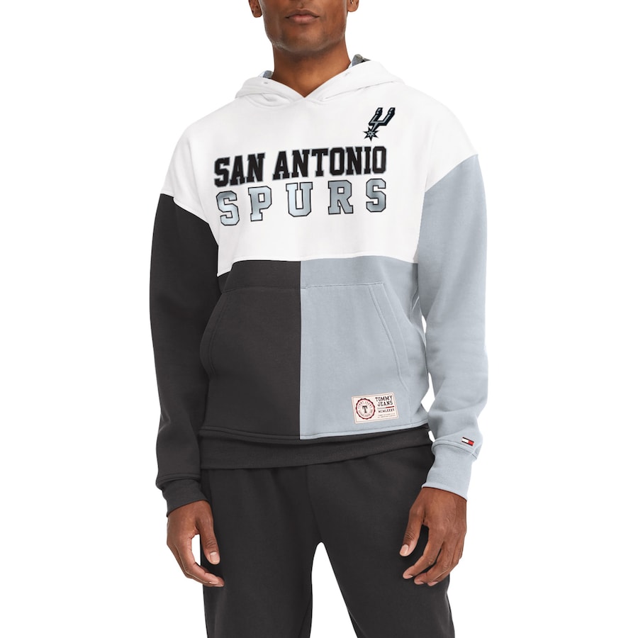 Men's San Antonio Spurs Tommy Jeans White/Black Andrew Split Pullover Hoodie Men's San Antonio Spurs Tommy Jeans White/Black Andrew Split Pullover Hoodie