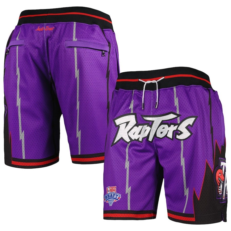Men's Toronto Raptors Mitchell & Ness x Just Don Purple/Black 1995 NBA Draft Hardwood Classics Authentic Shorts Men's Toronto Raptors Mitchell & Ness x Just Don Purple/Black 1995 NBA Draft Hardwood Classics Authentic Shorts