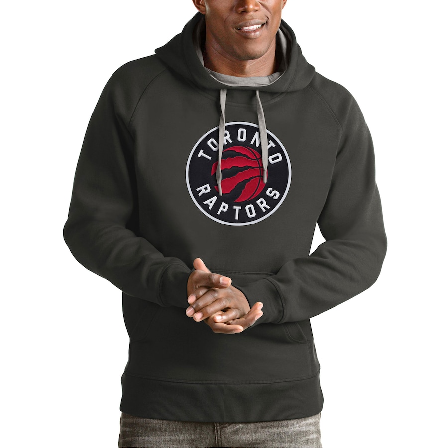 Men's Toronto Raptors Antigua Charcoal Team Logo Victory Pullover Hoodie Men's Toronto Raptors Antigua Charcoal Team Logo Victory Pullover Hoodie