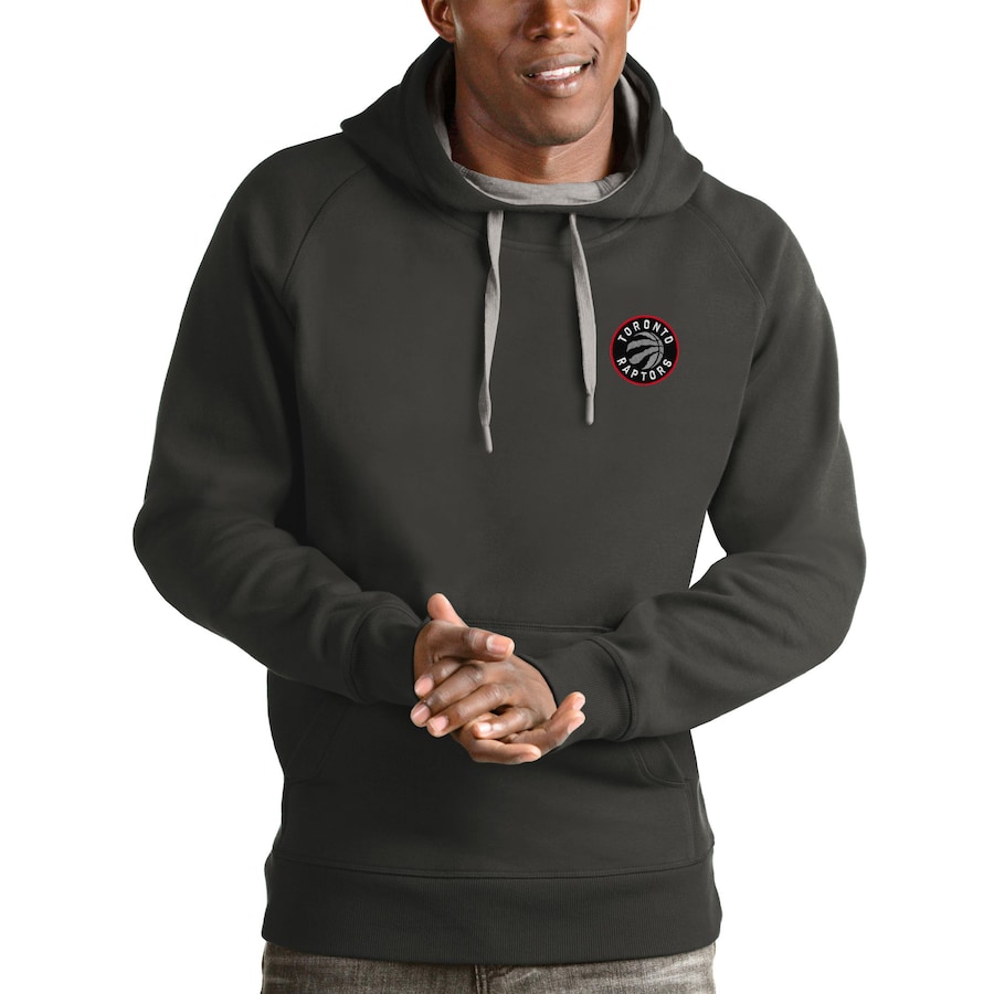 Men's Toronto Raptors Antigua Charcoal Victory Pullover Hoodie Men's Toronto Raptors Antigua Charcoal Victory Pullover Hoodie