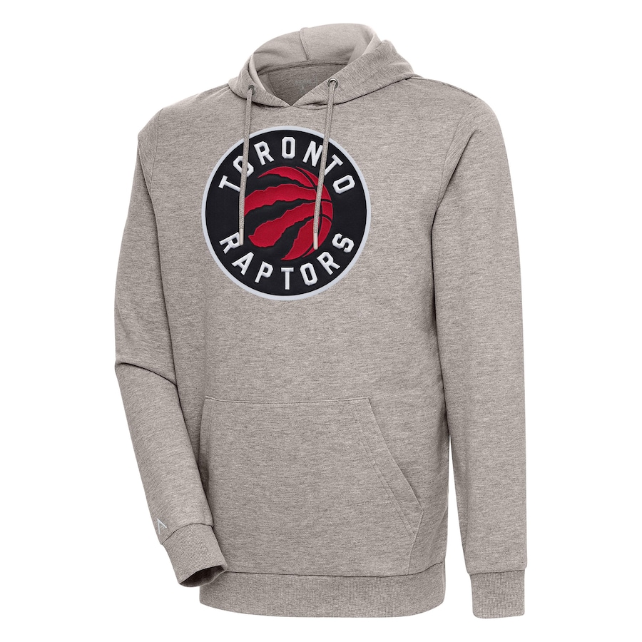 Men's Toronto Raptors Antigua Oatmeal Action Pullover Hoodie