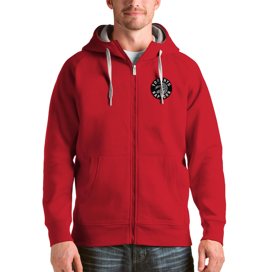 Men's Toronto Raptors Antigua Red Logo Victory Full-Zip Hoodie