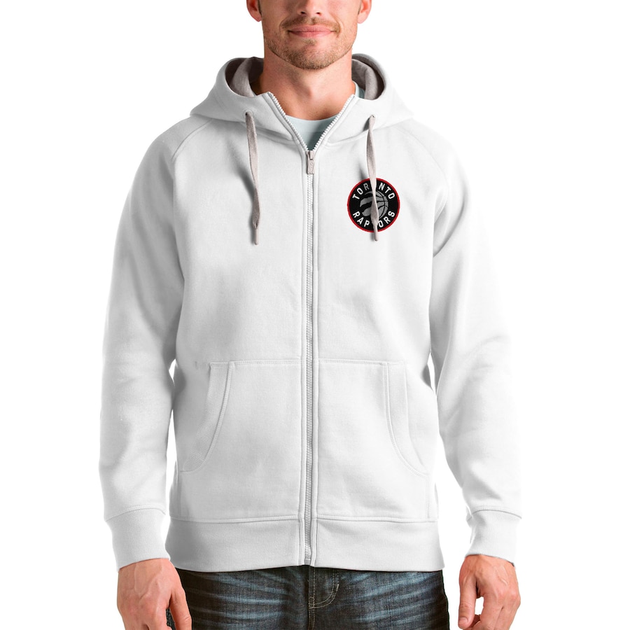 Men's Toronto Raptors Antigua White Logo Victory Full-Zip Hoodie Men's Toronto Raptors Antigua White Logo Victory Full-Zip Hoodie