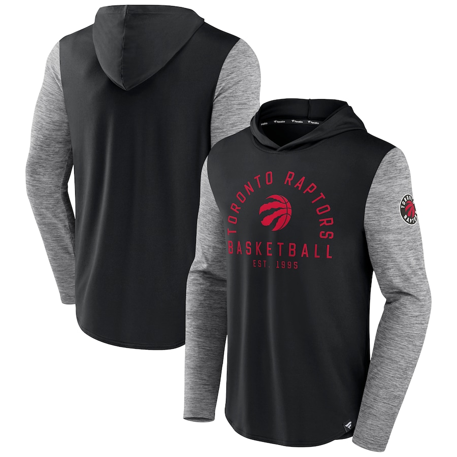 Men's Toronto Raptors Black/Heathered Charcoal Deep Rotation Performance Pullover Hoodie Men's Toronto Raptors Black/Heathered Charcoal Deep Rotation Performance Pullover Hoodie