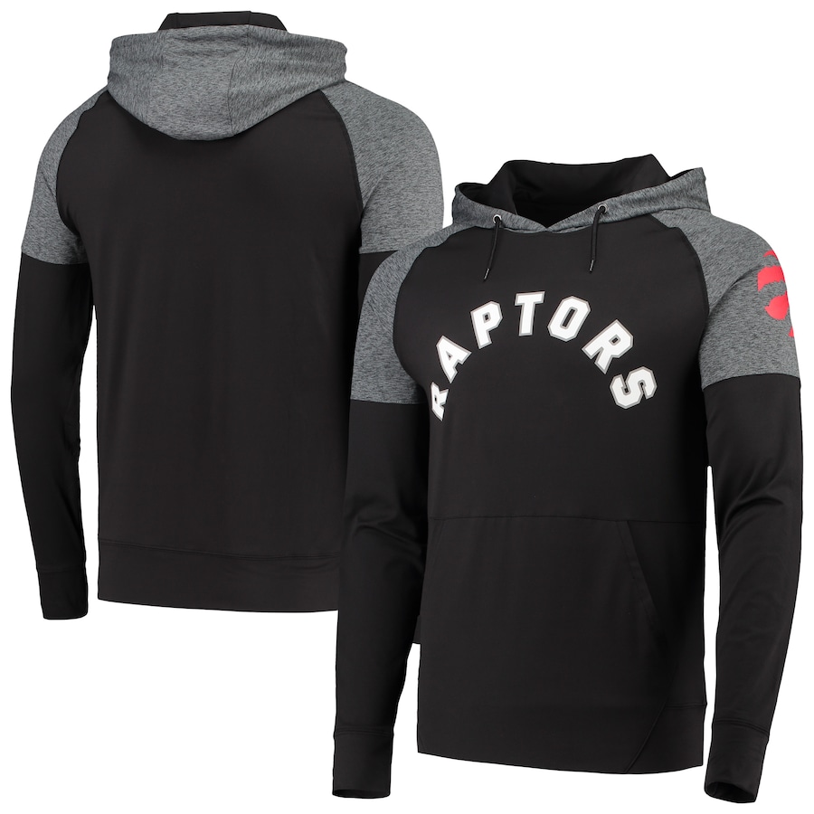 Men's Toronto Raptors Black Made to Move Static Performance Raglan Pullover Hoodie Men's Toronto Raptors Black Made to Move Static Performance Raglan Pullover Hoodie