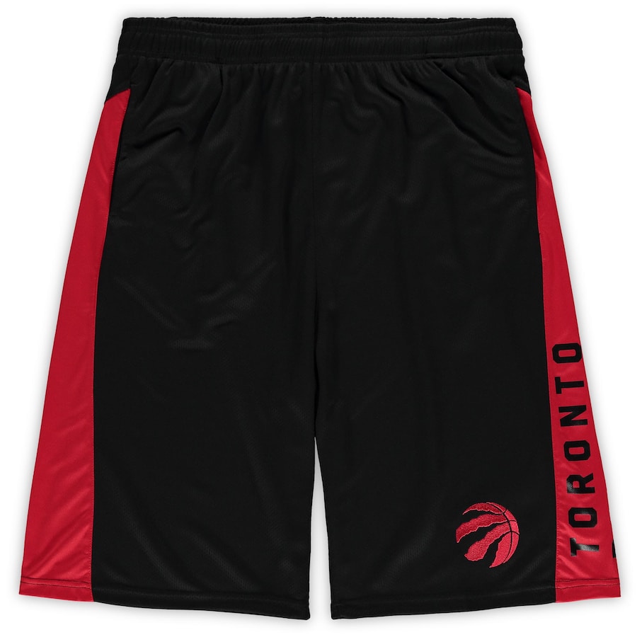 Men's Toronto Raptors Black/Red Big & Tall Wordmark Logo Practice Shorts