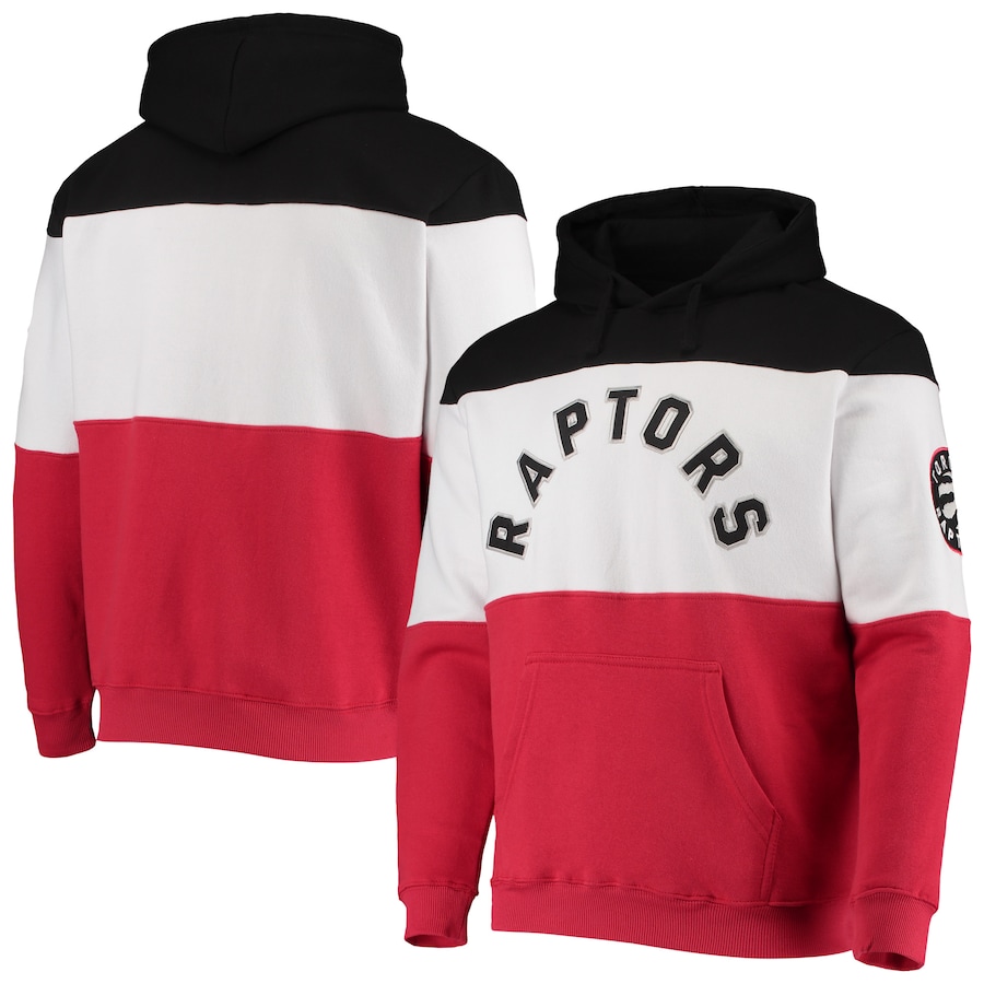 Men's Toronto Raptors Black/Red Colorblock Wordmark Pullover Hoodie