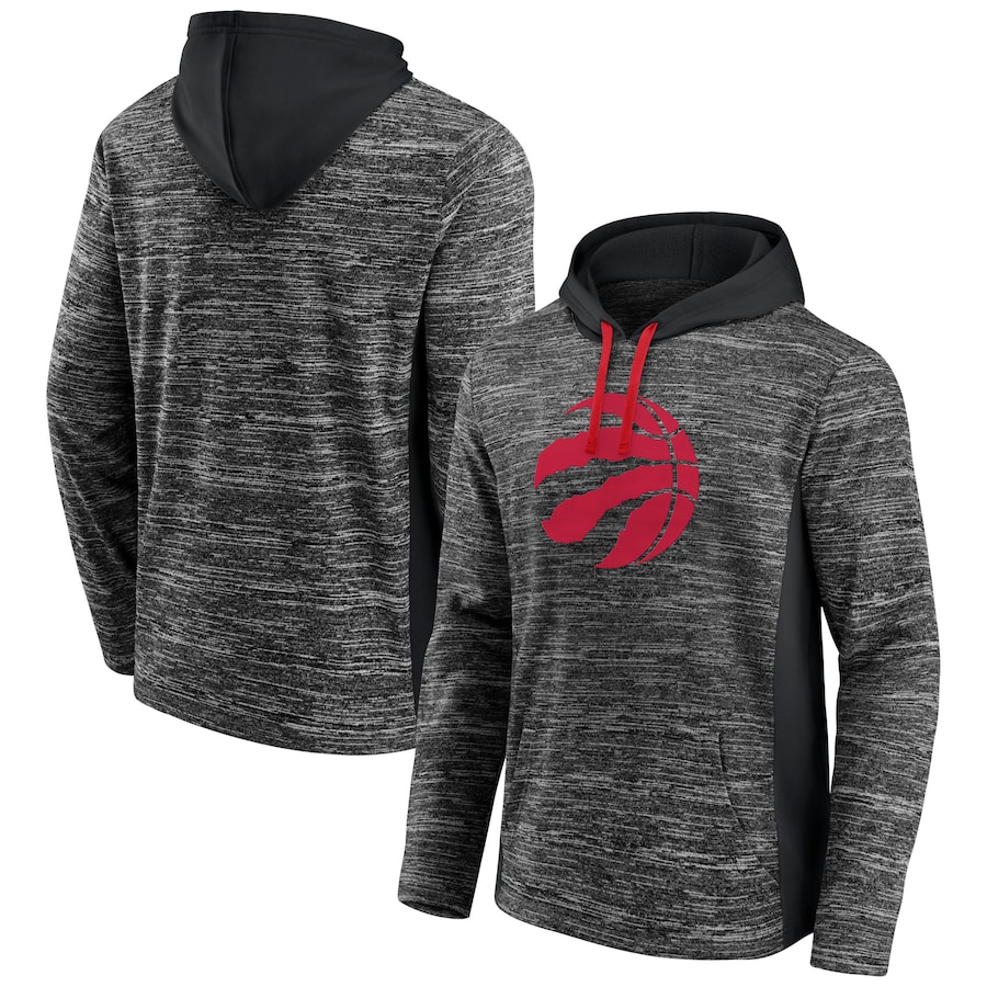 Men's Toronto Raptors Heathered Charcoal/Black Instant Replay Colorblocked Pullover Hoodie Men's Toronto Raptors Heathered Charcoal/Black Instant Replay Colorblocked Pullover Hoodie