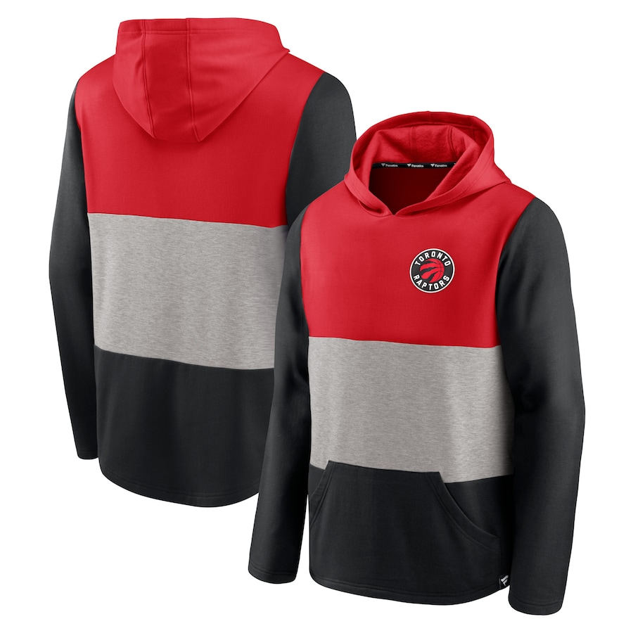 Men's Toronto Raptors Red/Black Linear Logo Comfy Colorblock Tri-Blend Pullover Hoodie Men's Toronto Raptors Red/Black Linear Logo Comfy Colorblock Tri-Blend Pullover Hoodie