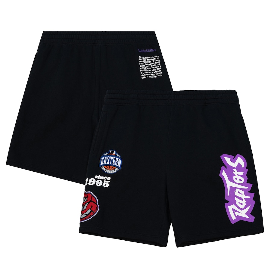 Men's Toronto Raptors Mitchell & Ness Black Team Origins Fleece Shorts