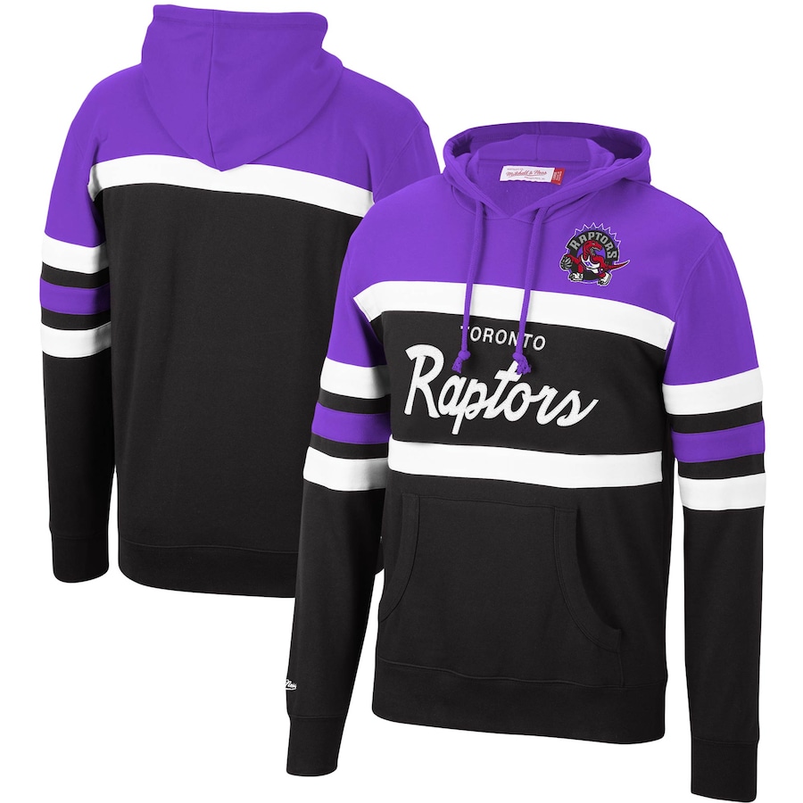 Men's Toronto Raptors Mitchell & Ness Purple/Black Head Coach Pullover Hoodie Men's Toronto Raptors Mitchell & Ness Purple/Black Head Coach Pullover Hoodie