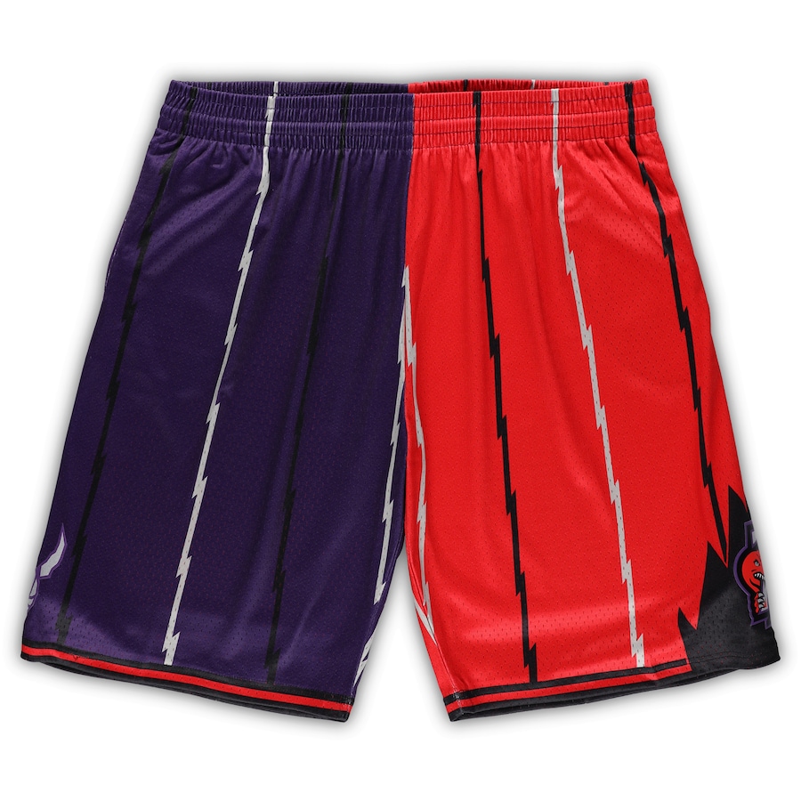 Men's Toronto Raptors Mitchell & Ness Purple/Red Big & Tall Hardwood Classics Split Swingman Shorts Men's Toronto Raptors Mitchell & Ness Purple/Red Big & Tall Hardwood Classics Split Swingman Shorts