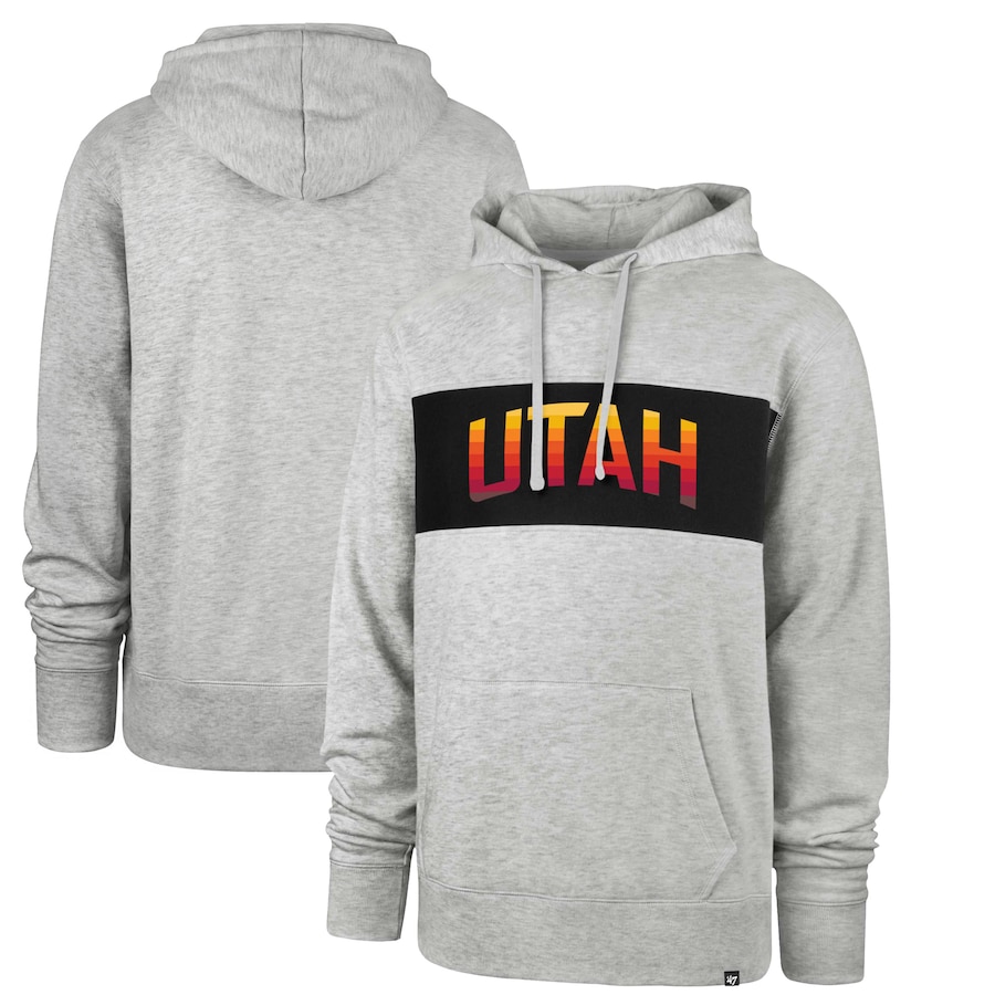 Men's Utah Jazz 47 Gray 2021/22 City Edition Wordmark Chest Pass Pullover Hoodie