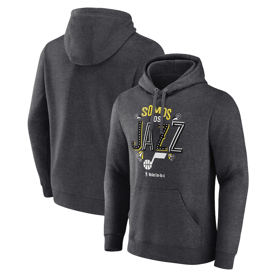 Men's Utah Jazz Charcoal Noches Ene-Be-A Pullover Hoodie Men's Utah Jazz Charcoal Noches Ene-Be-A Pullover Hoodie