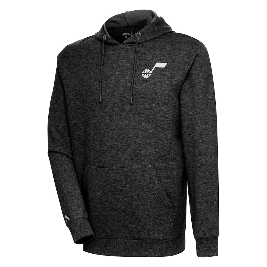 Men's Utah Jazz Antigua Heather Black Action Pullover Hoodie Men's Utah Jazz Antigua Heather Black Action Pullover Hoodie