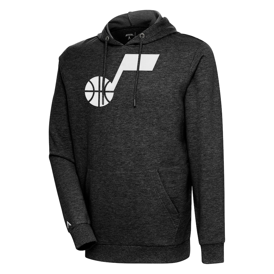 Men's Utah Jazz Antigua Heather Black Action Pullover Hoodie