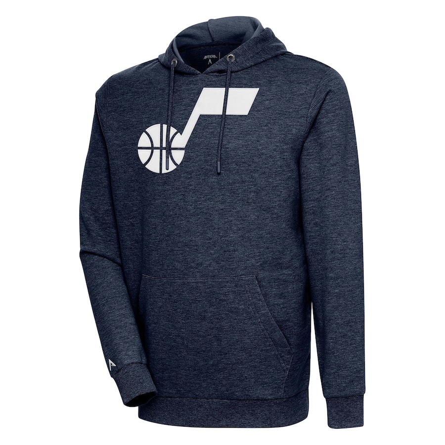 Men's Utah Jazz Antigua Heather Navy Action Pullover Hoodie