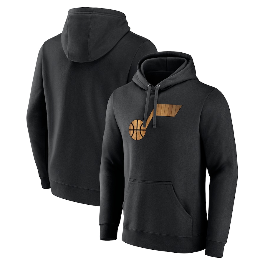 Men's Utah Jazz Black Hardwood Court Logo Pullover Hoodie Men's Utah Jazz Black Hardwood Court Logo Pullover Hoodie