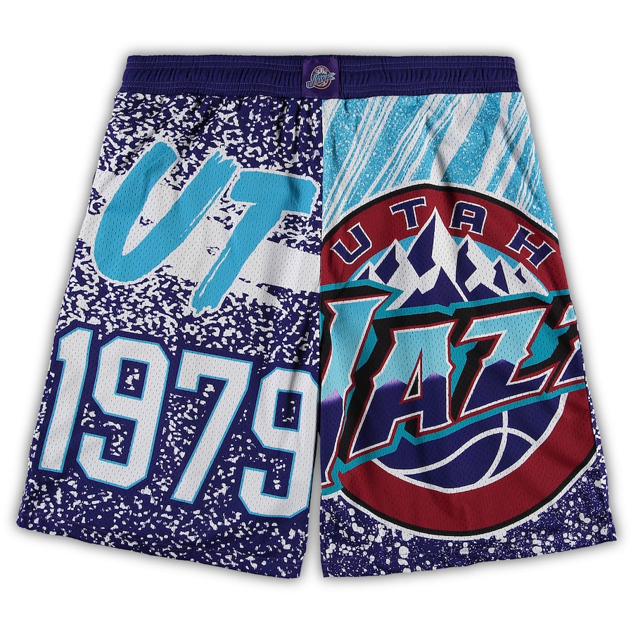 Men's Utah Jazz Mitchell & Ness Purple Big & Tall Hardwood Classics Jumbotron Shorts Men's Utah Jazz Mitchell & Ness Purple Big & Tall Hardwood Classics Jumbotron Shorts